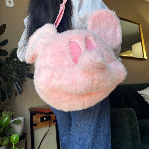 New Pink Plush Mickey Mouse Head Backpack - bag - Picture 2 of 7